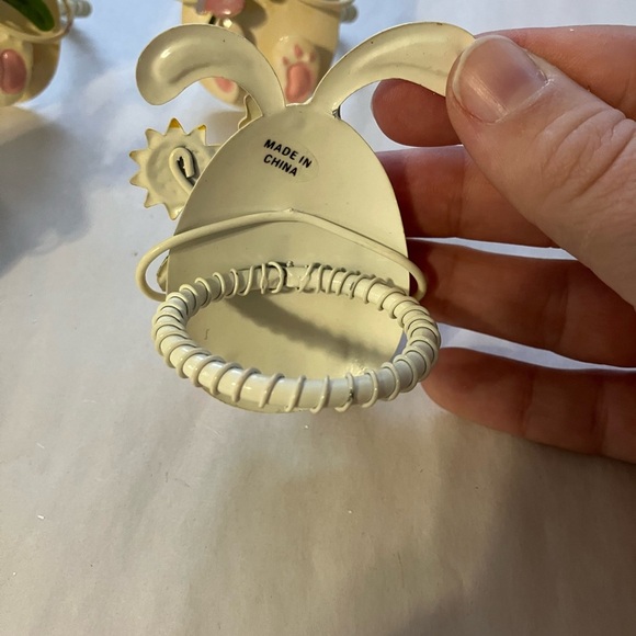 Easter Bunny Napkin Ring Holders Set Of 6 Holiday Spring‎ Metal - Picture 3 of 3